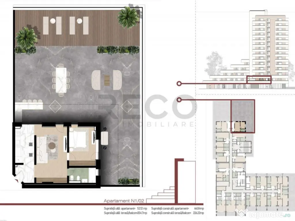 RECO Apartament Nou 2 camere in Oradea cu 204 mp terasa 