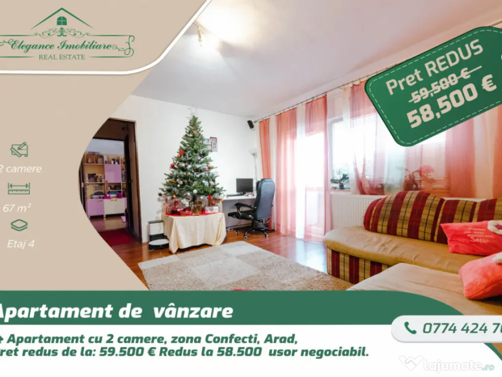 Apartament cu 2 camere si centrala proprie, zona Confectii, 
