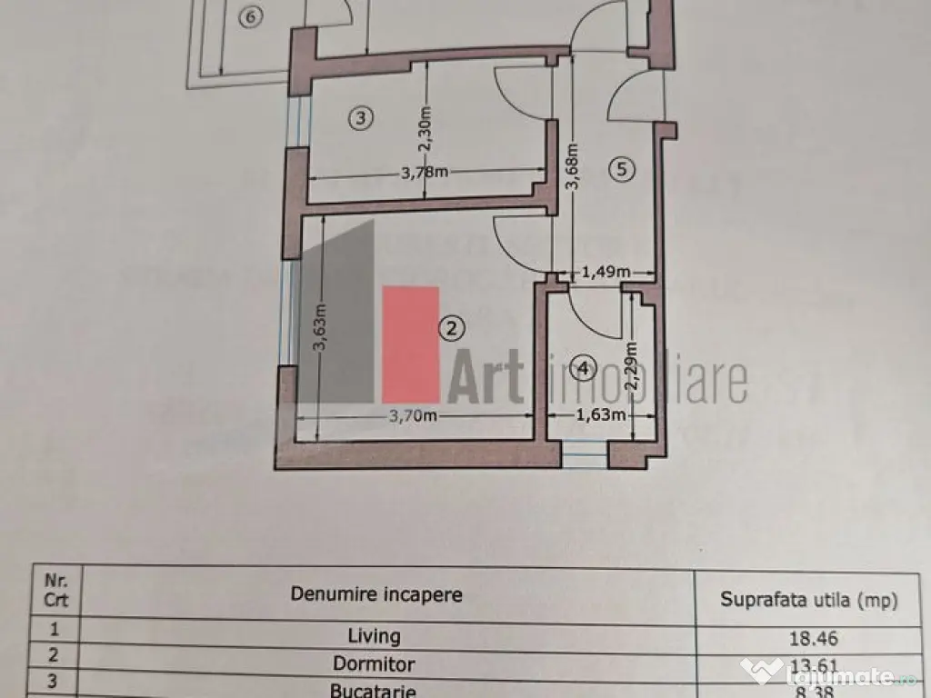 Apartament cu doua camere de vanzare -Pacii-cu centrala-m... 