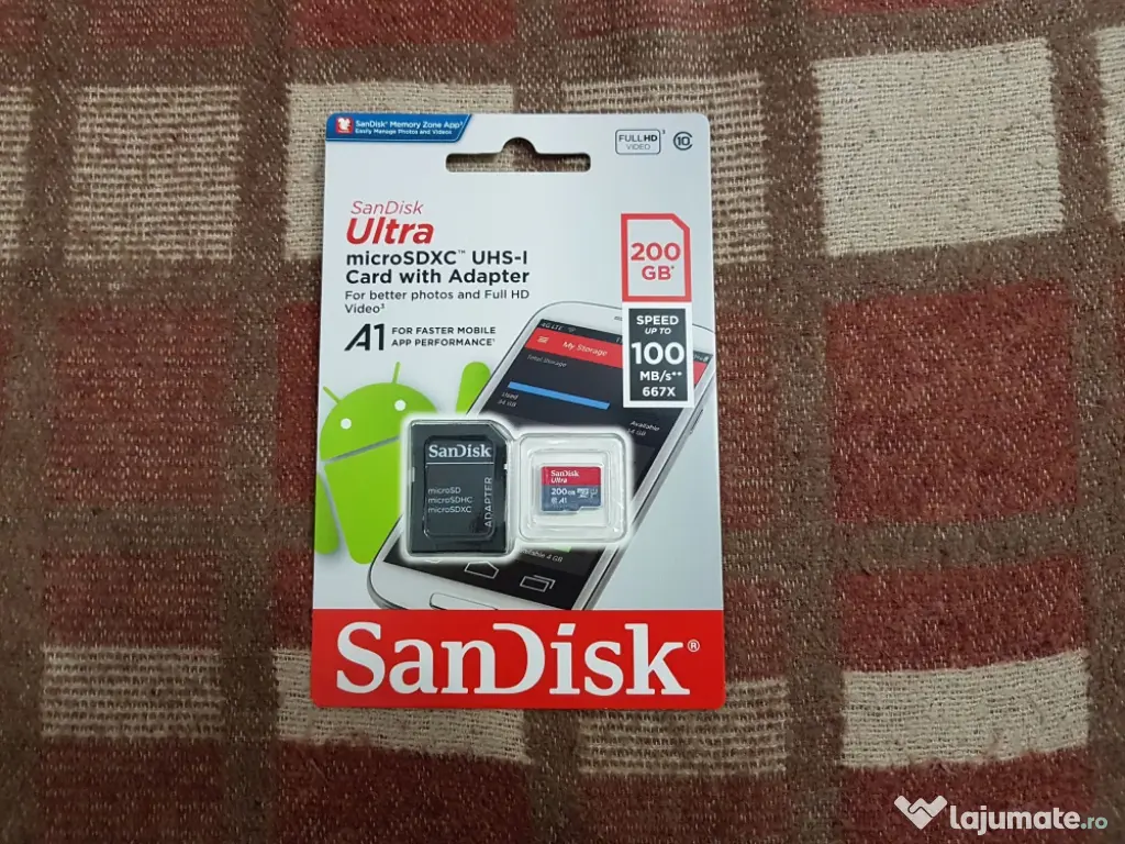 Card micro SD XC original 200gb,Sandisk Ultra,nou.