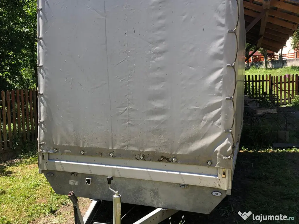 Remorcă auto 2700 kg cu prelată demontabilă și troliu – sau schimb cu ATV