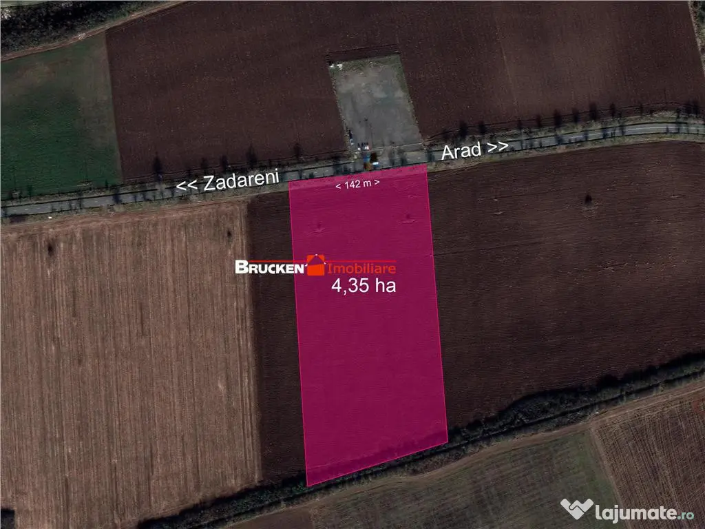 TEREN CU POTENTIAL INDUSTRIAL | 4,35 HA | ARAD, ZADARENI