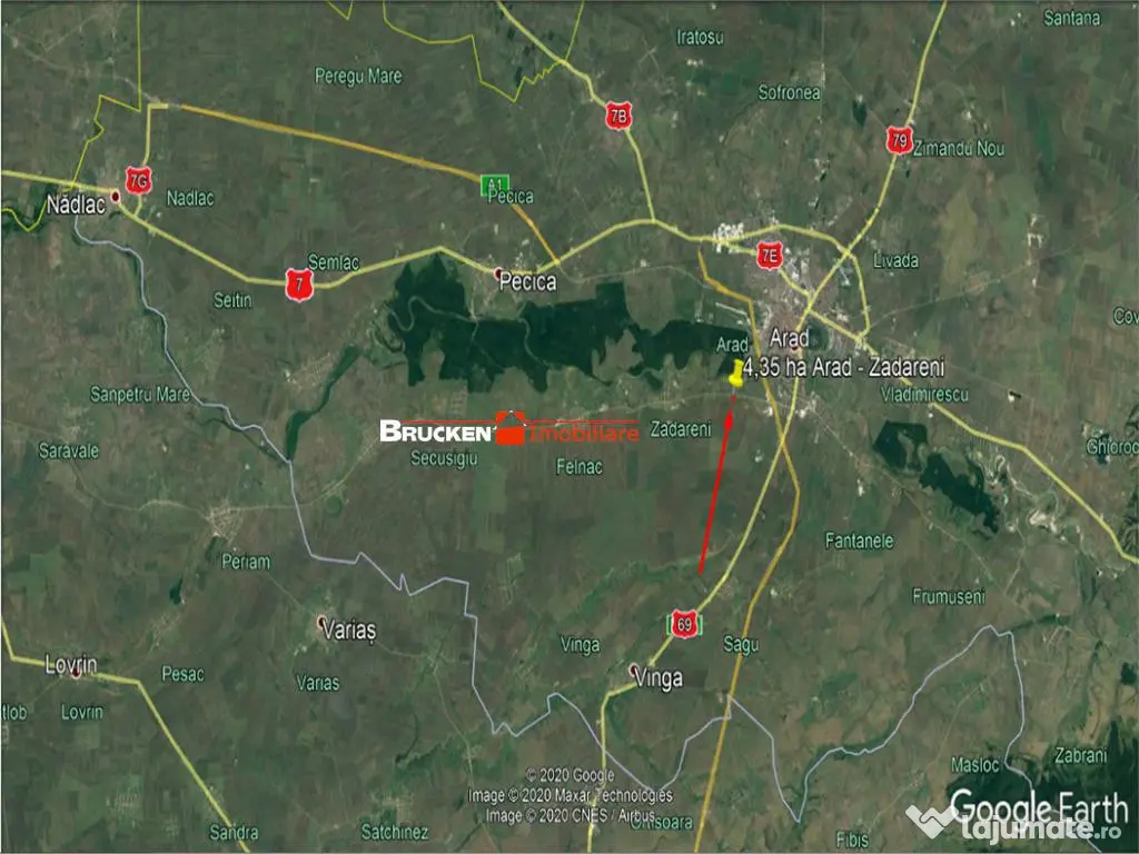 TEREN CU POTENTIAL INDUSTRIAL | 4,35 HA | ARAD, ZADARENI