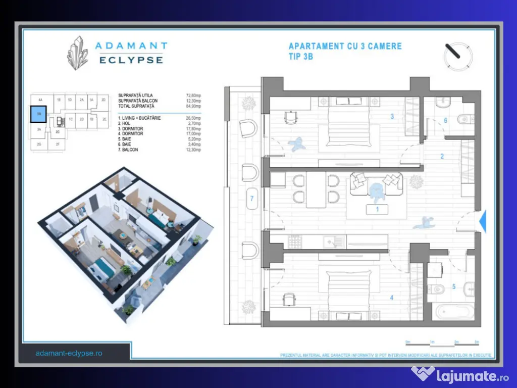 ADAMANT ECLYPSE | 3 camere openspace | 84.9mp | Nicolina CUG - Iași