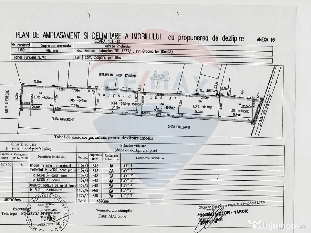 Vanzare teren Snagov - Izvorani, Strada Gradinarilor 48 