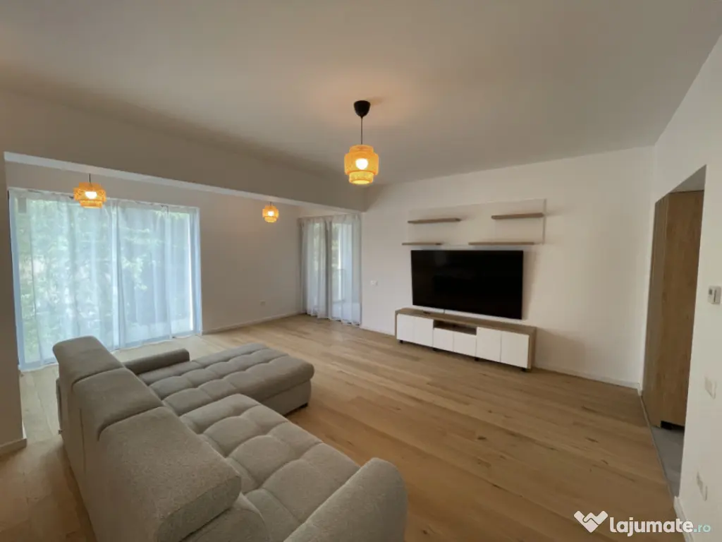 Baneasa, 3 camere, 110mp, parter, finisaje de lux, mobilat ? 