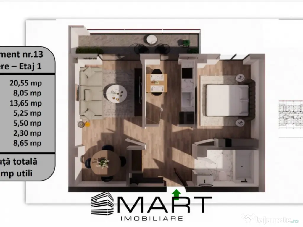 Apartament 2 camere lux, 55mp utili + 8,65mp Balcon, zona Tr