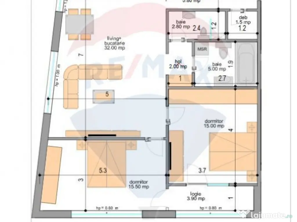 Apartament cu 3 camere de vânzare în zona Central