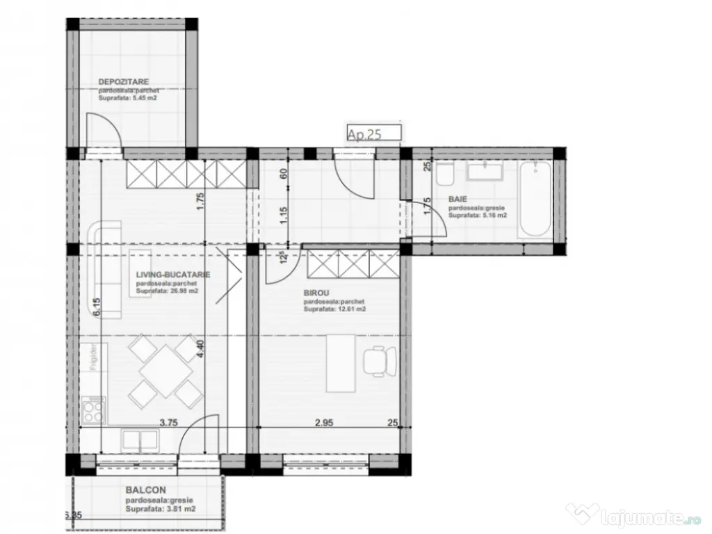 Apartament 2 camere, et.2/4, spatiu de depozitare generos, DEZVOLTATOR 