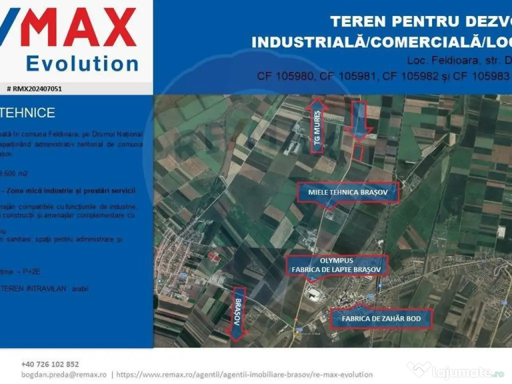 DE VÂNZARE| Teren industrial 59,600mp Feldioara / DN 13 ... 