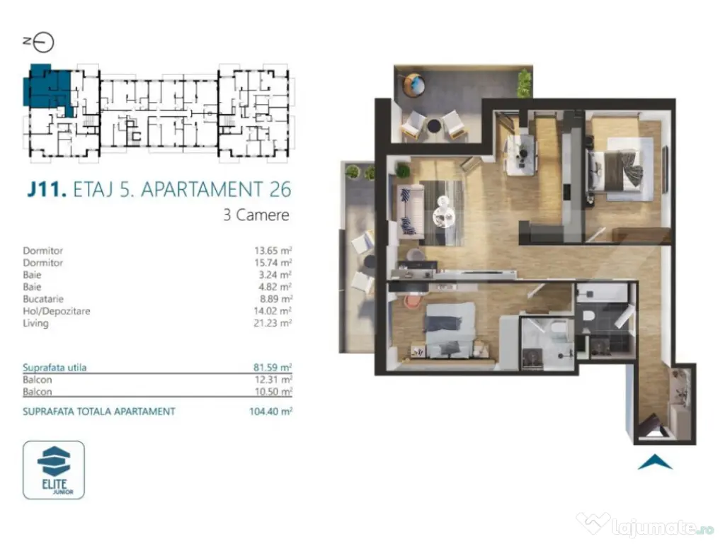 Apartament cu 3 camere, 82 mp, Ansamblu Rezidential, zona RI