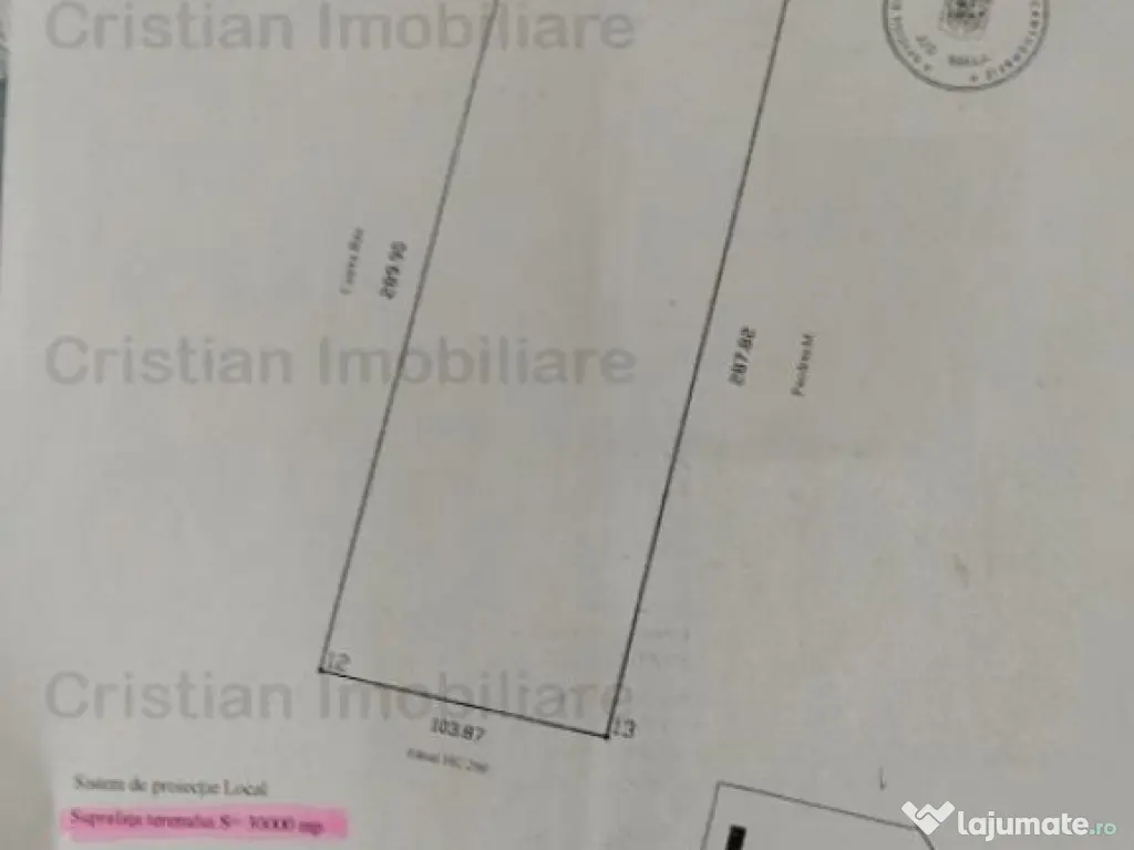 Teren intravilan de constructii Centura-Minerva 30.000 mp cu 