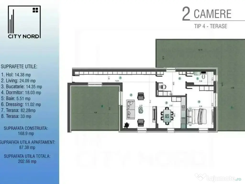 Vedere panoramică, terase de vis! Penthouse 2 camere.COM... 