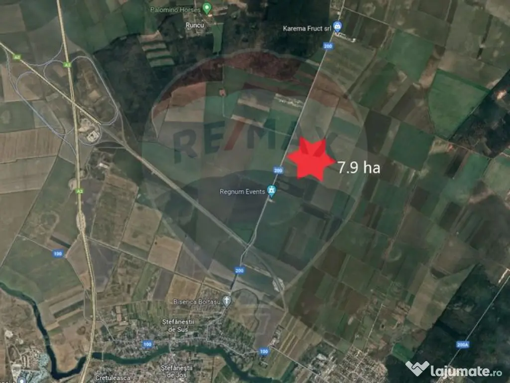 Teren intravilan 7.9 ha, Afumati, deschidere 120m, Soseau...