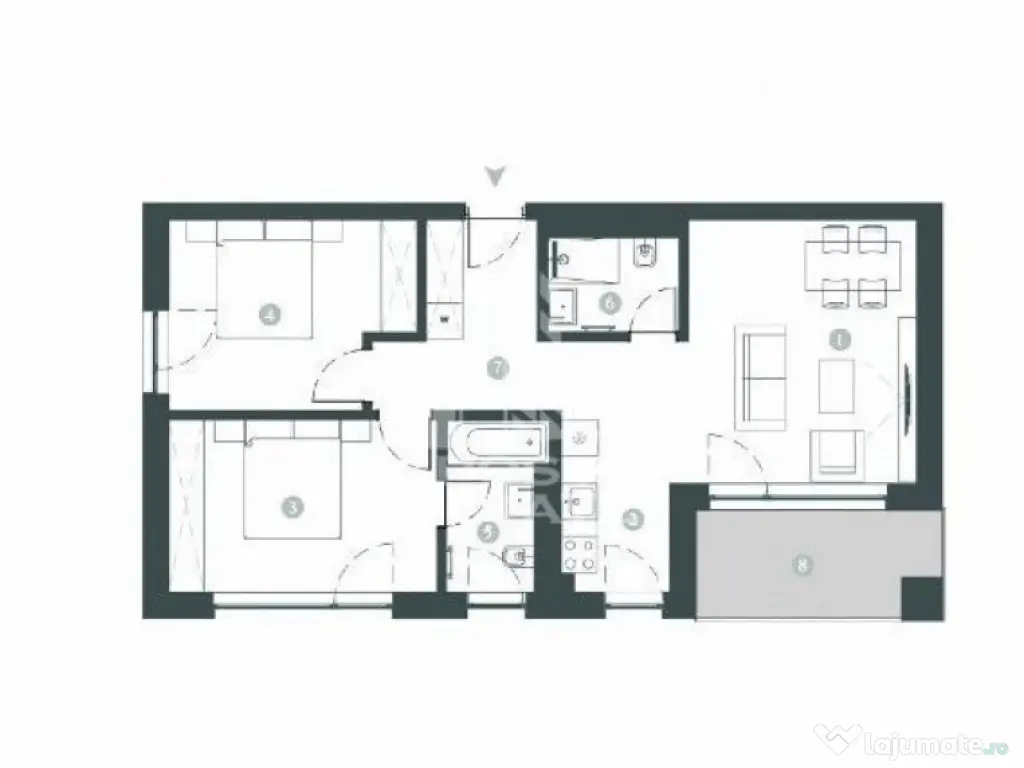 Apartament cu 3 camere, 2 bai, decomandat, incalzire in p...