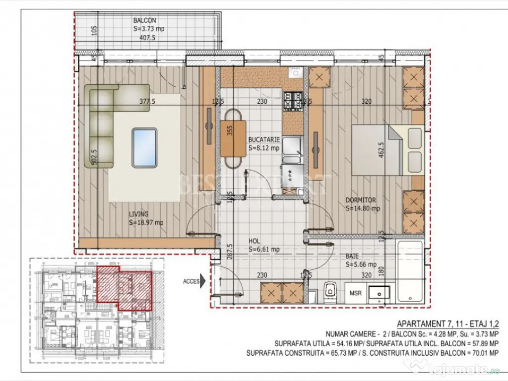 2 Camere Zona Linistita -Acces rapid STB