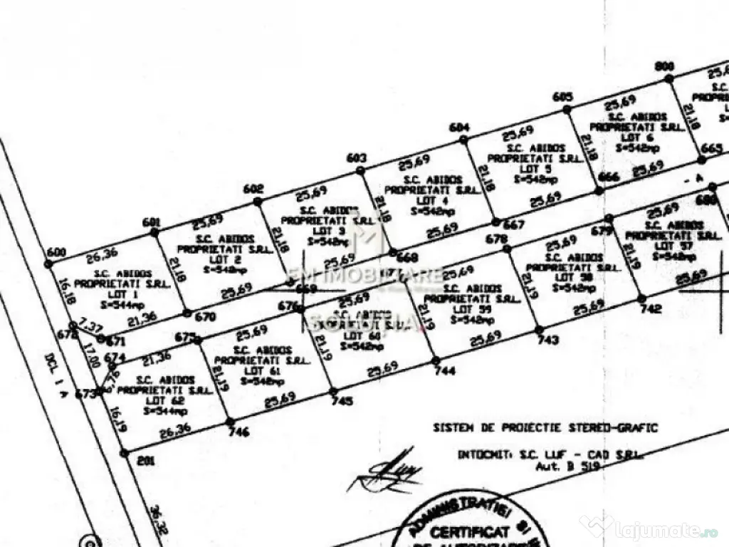 Teren intravilan – Crevedia – 62 de parcele – Acces... 
