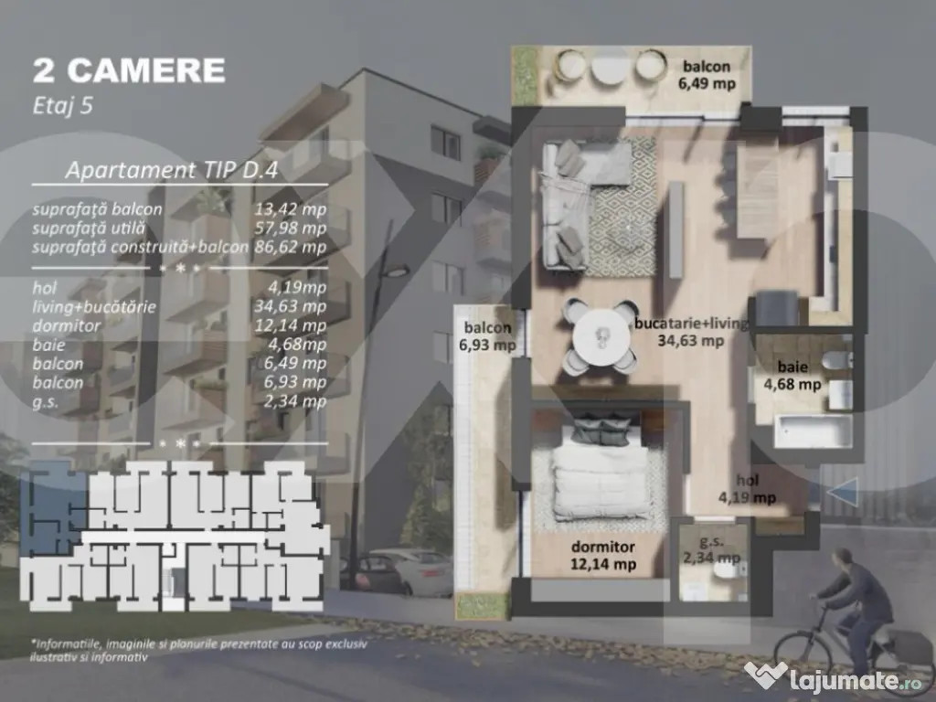 Apartament 2 camere de vanzare zona Postalionului