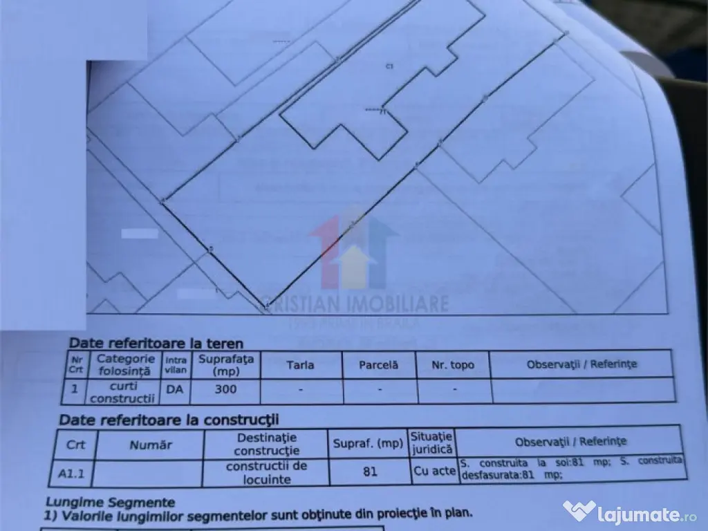 Teren 300 mp cu utilitati, deschidere 10 m, Chercea