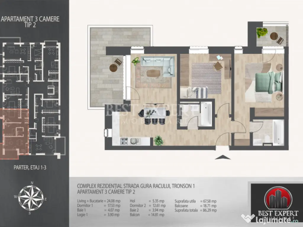 3 Camere Ideal Familie -7 minute metrou N.Teclu 