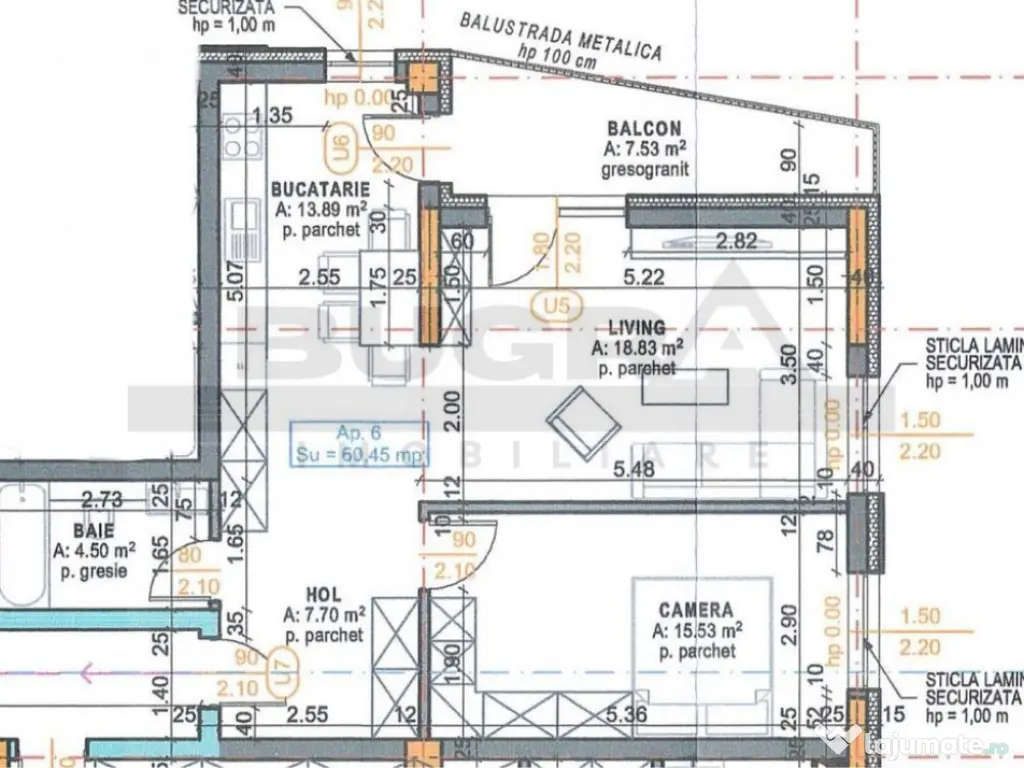 Apartament 2 camere, TOTUL NOU, 60 mp, garaj, zona strazi... 