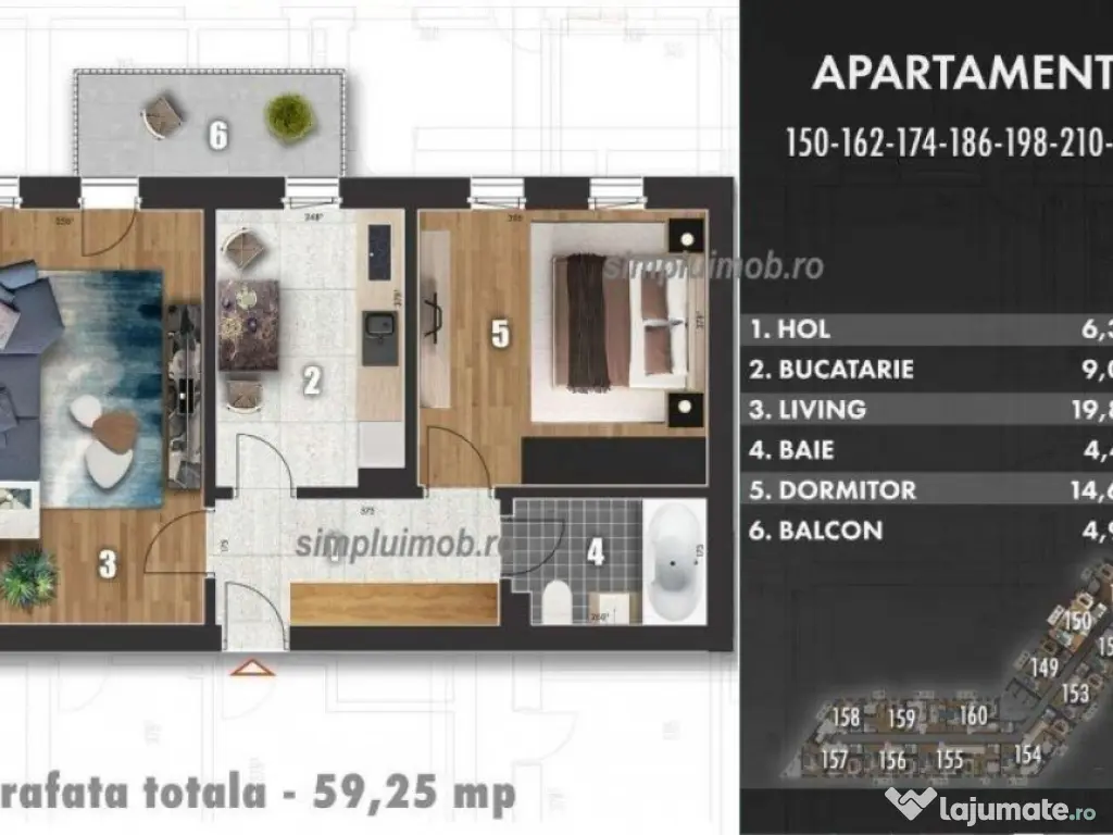Decomandat 60mp Bloc 2026 Centrala Proprie 