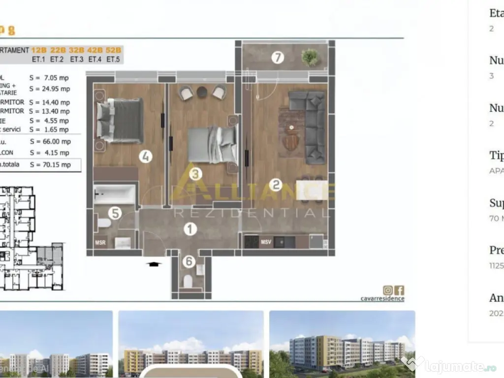 Ap. 3 cam decomandat 70 mp Finalizat 