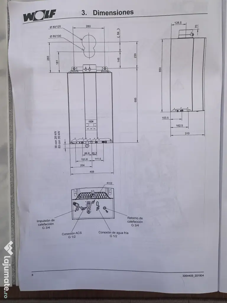 Centrala termică WOLF 28 kW 