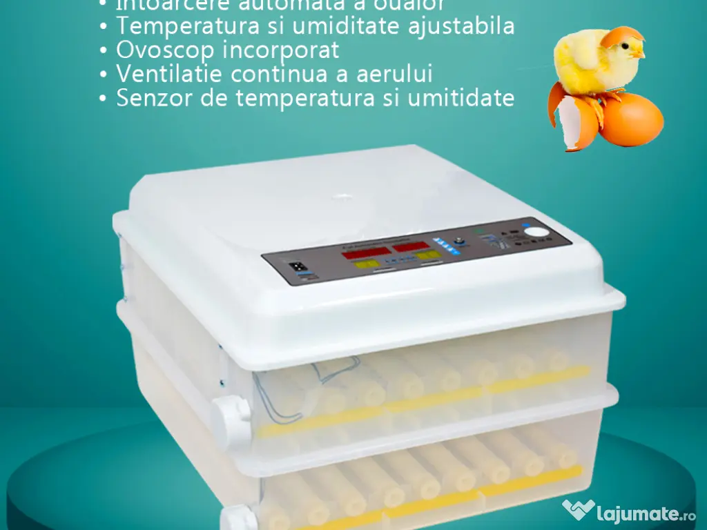 Incubator Clocitoare 120 Oua Gaina Rata Gasca Prepelite Pui  Automat Ovoscop 