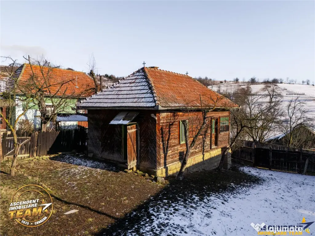 Film! Casa din lemn,cu doua camere, pe domeniu de 2.819 mp,