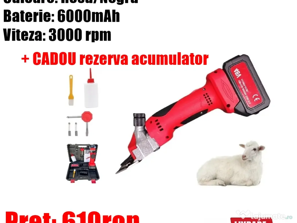 Masina Aparat Tuns Oi Capre Caini Trusa Profesionala Electrica 2 X Acumulatori