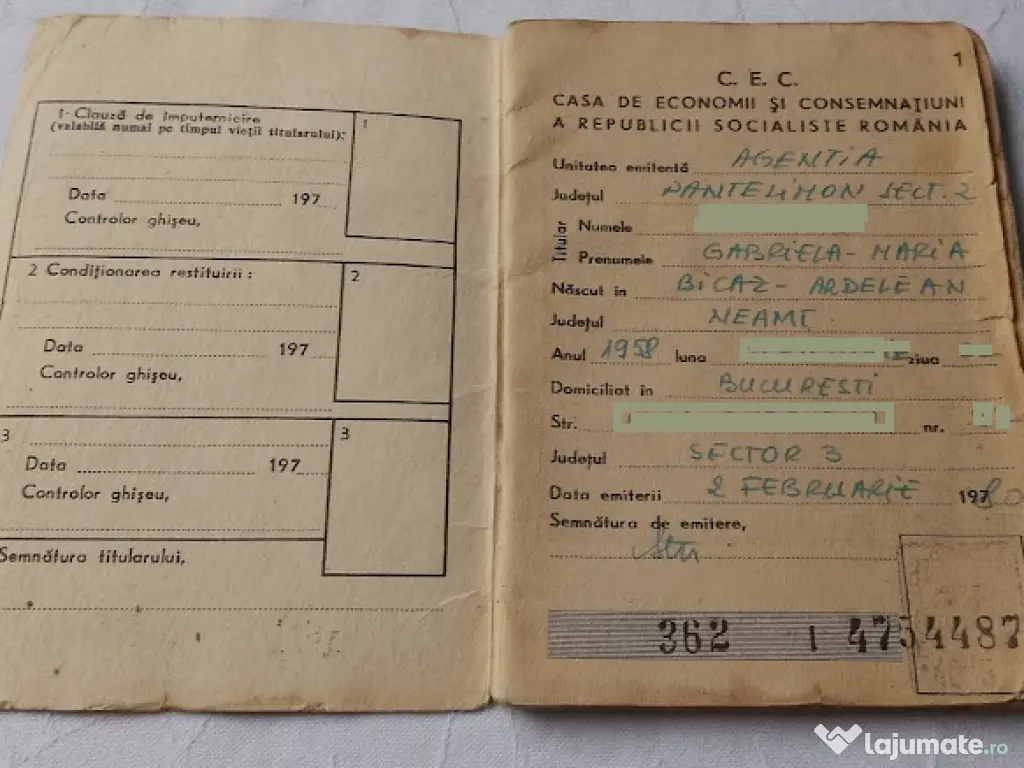 Libret de Economii CEC (1970-1985)