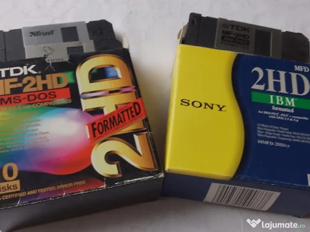 Lot 40 Dischete 3.5" (Sony, TDK, Verbatim) + 2 Casete Plastic+2 Cutii Originale 