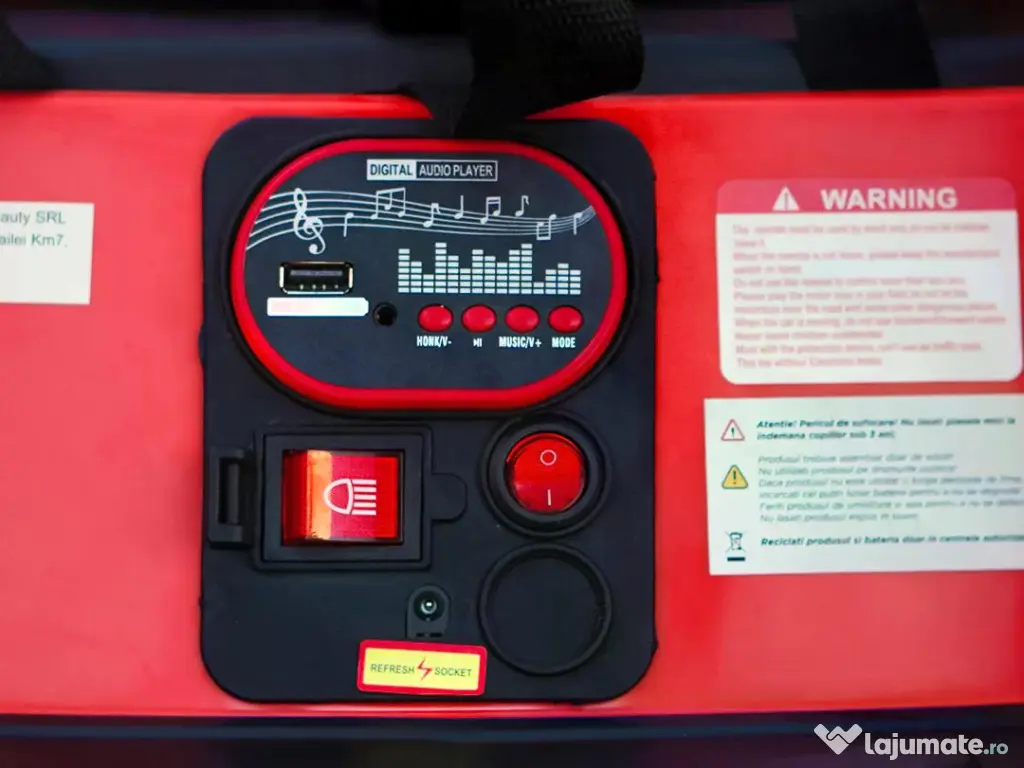 Masinuta busitoare electrica cu RC, Kinderauto Bumper, 2x 35W 12V RED 