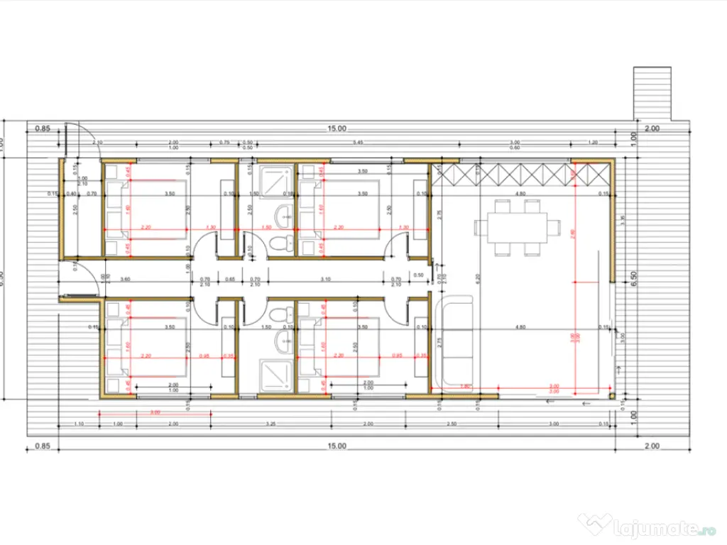 Casă plutitoare (ponton plutitor) cu 6 camere
