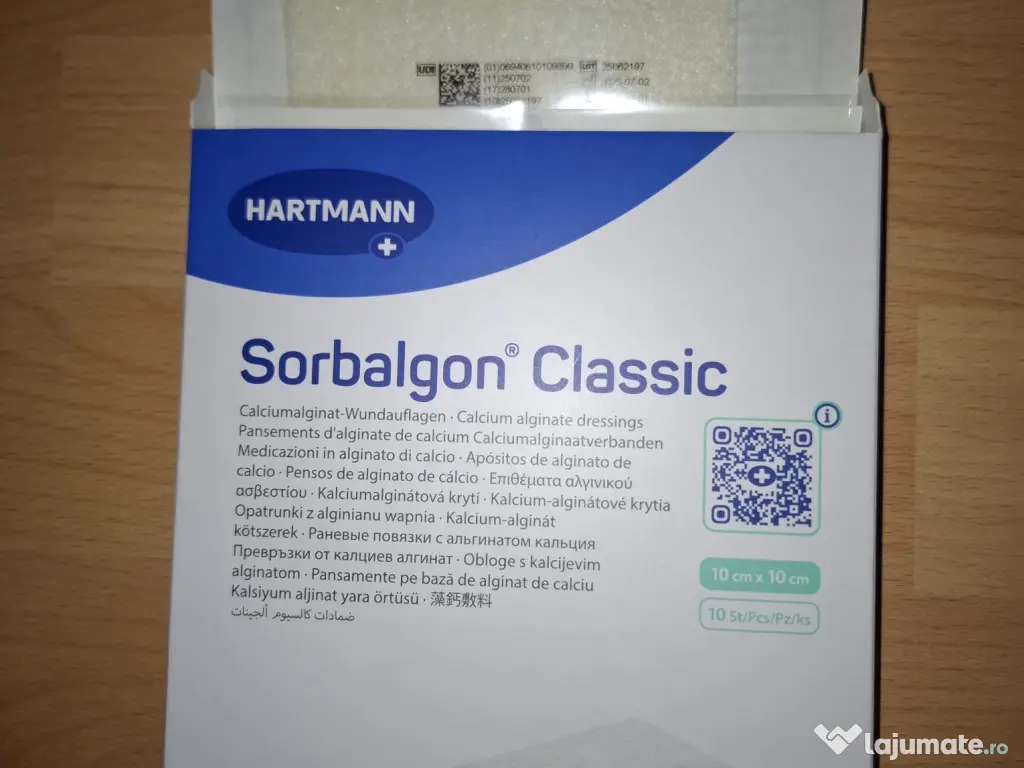 Pansament Sorbalgon Classic, 10 cm x 10 cm, 10 bucati, Hartmann 