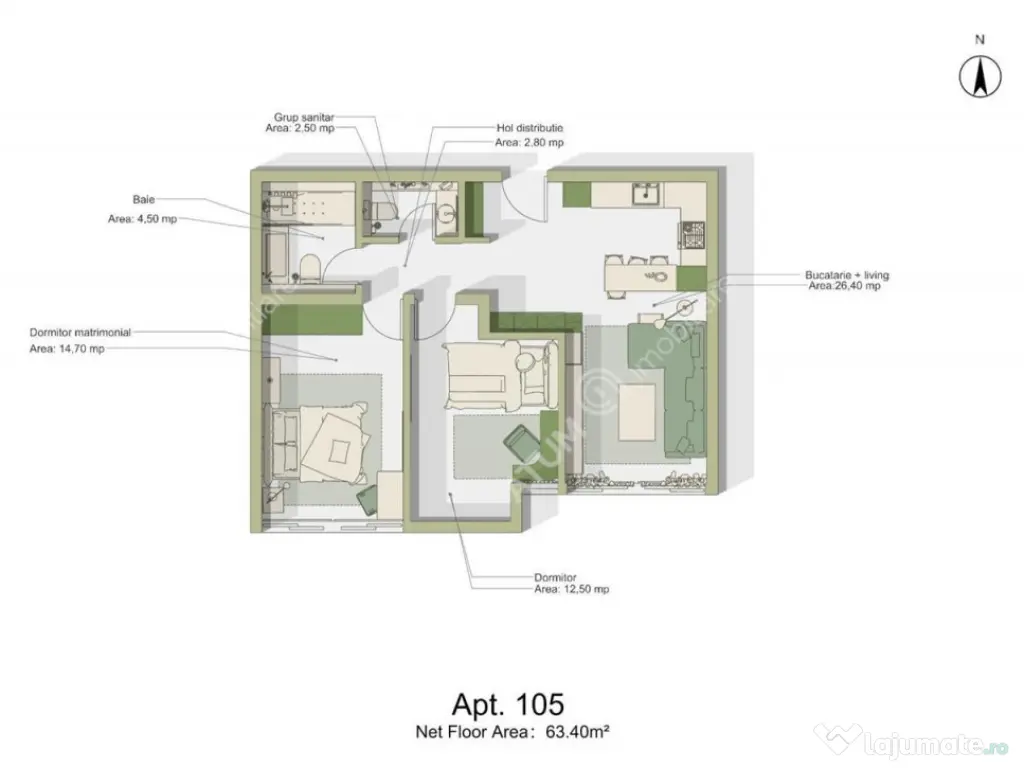 Apartament cu 3 camere si balcon in zona Calea Surii Mici di 
