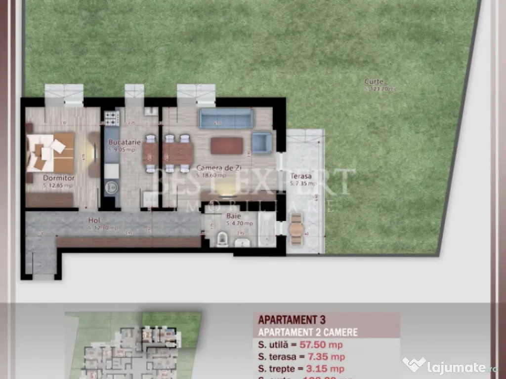 2 Camere Gradina Bloc Intim 