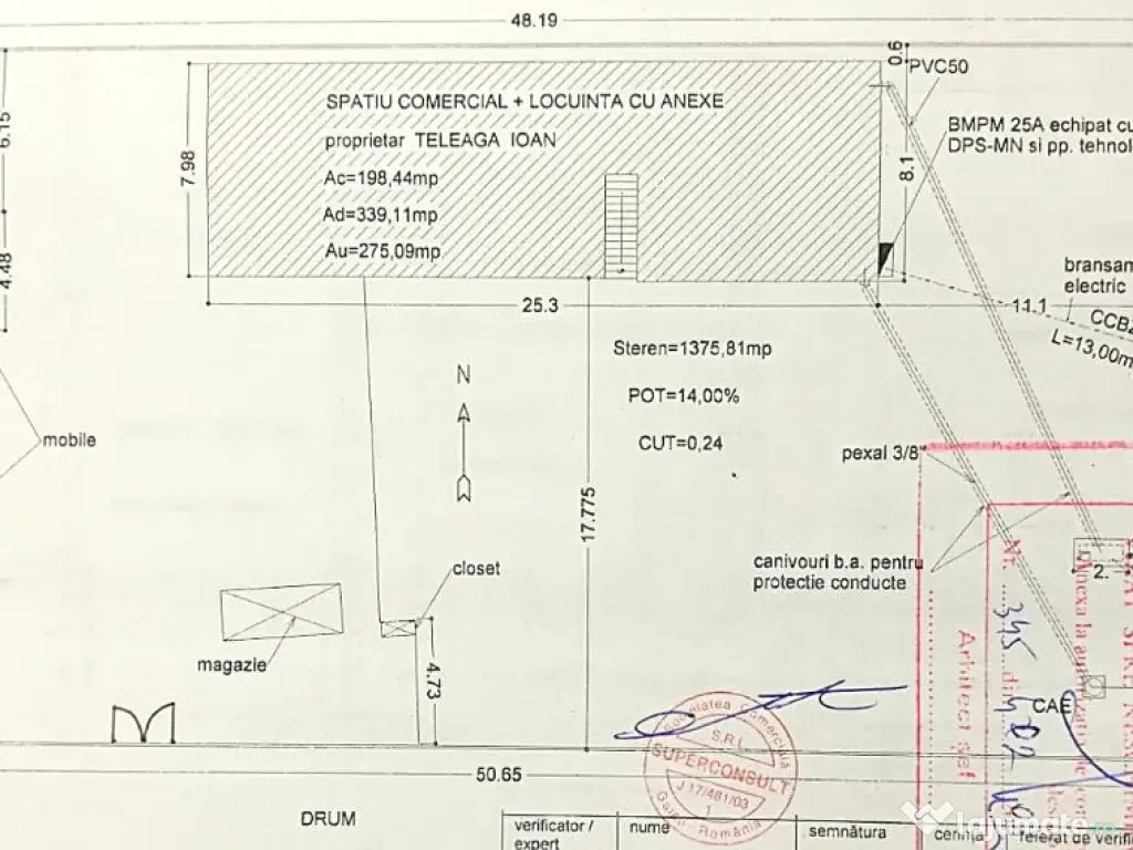 Spatiu Comercial 275 mp + Teren 1310 mp | Str. Traian - zona Metro 