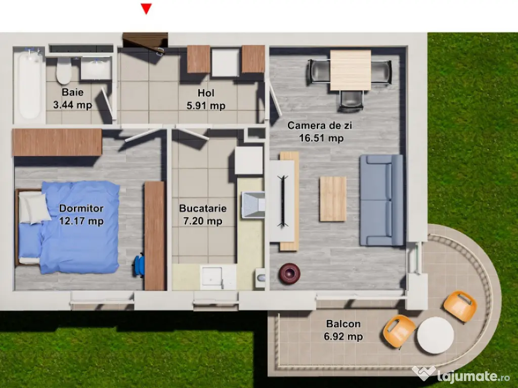 Cosmopolis Apartament 1 dormitor decomandat bucătărie închisă 