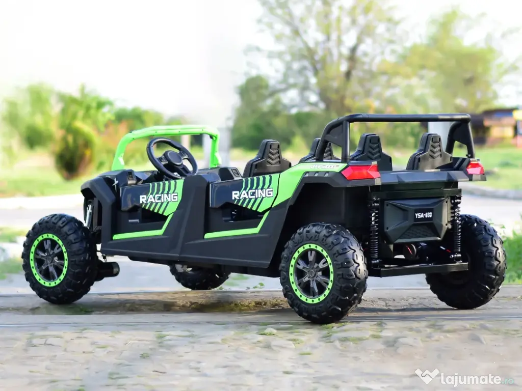 UTV electric cu 4 locuri, Kinderauto Racing 4x 150W 24V 14Ah Green