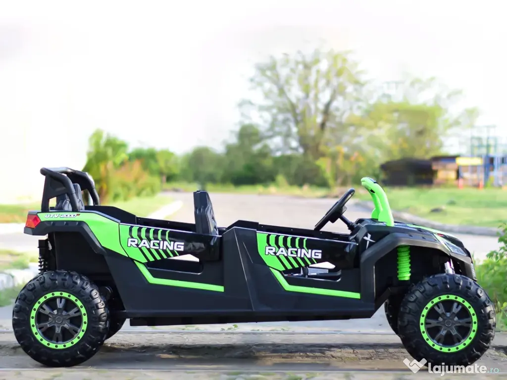 UTV electric cu 4 locuri, Kinderauto Racing 4x 150W 24V 14Ah Green