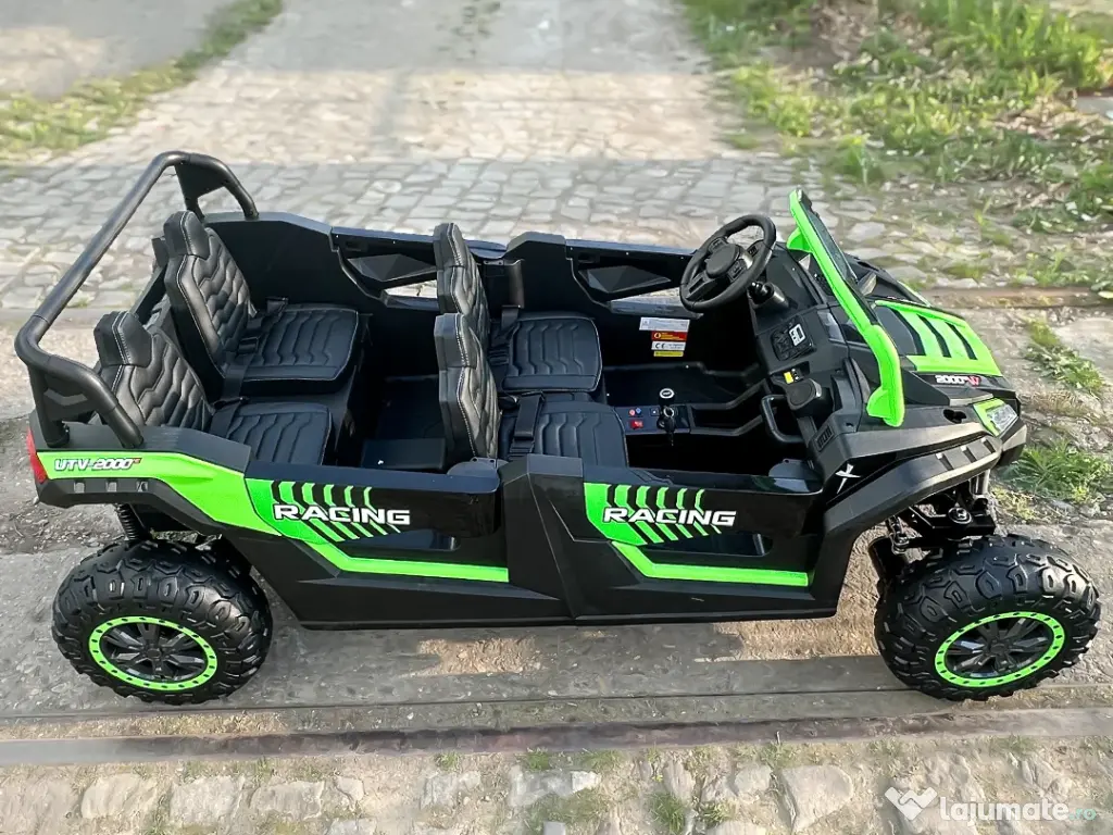 UTV electric cu 4 locuri, Kinderauto Racing 4x 150W 24V 14Ah Green