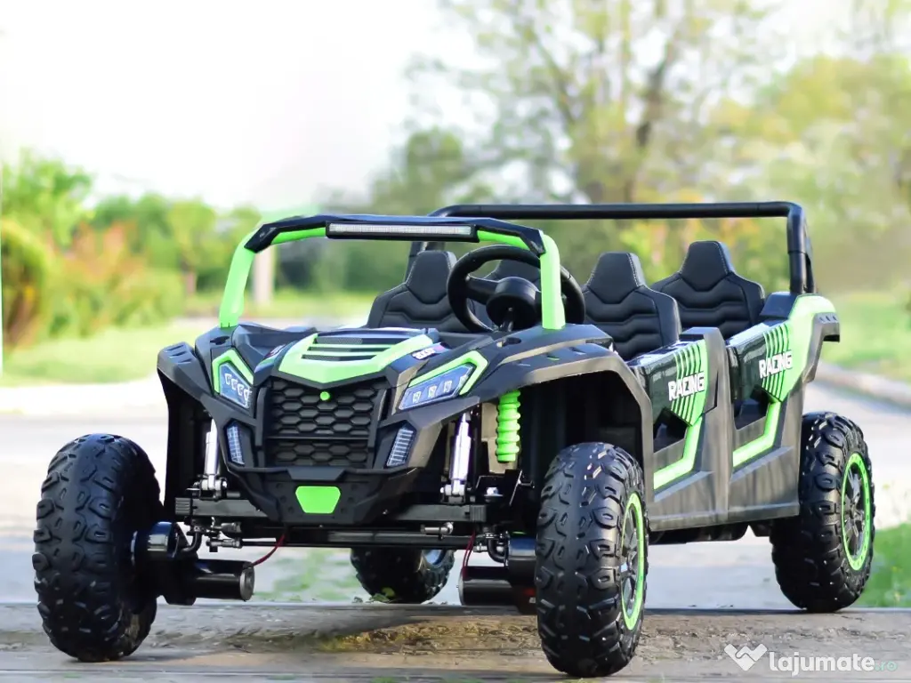 UTV electric cu 4 locuri, Kinderauto Racing 4x 150W 24V 14Ah Green