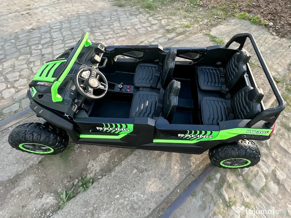 UTV electric cu 4 locuri, Kinderauto Racing 4x 150W 24V 14Ah Green