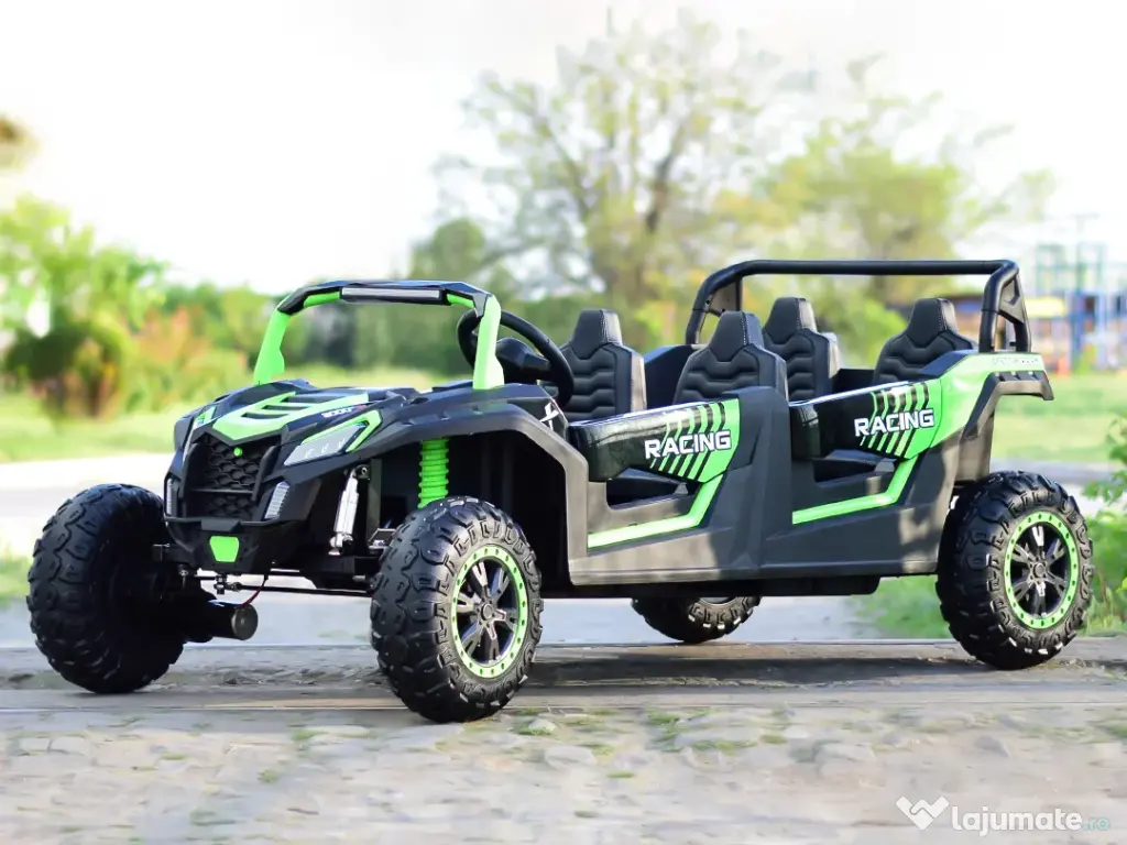 UTV electric cu 4 locuri, Kinderauto Racing 4x 150W 24V 14Ah Green