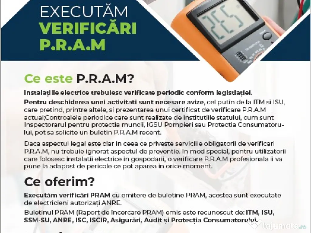 Instalatii Electrice, Panouri Fotovoltaice, Verificare PRAM