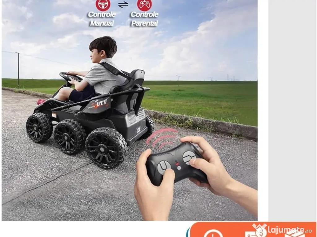 UTV electric pentru 2 copii Kinderauto BJSX2319 6x6 300W 24V Black