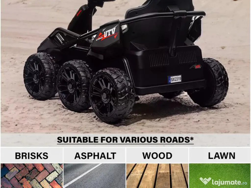 UTV electric pentru 2 copii Kinderauto BJSX2319 6x6 300W 24V Black