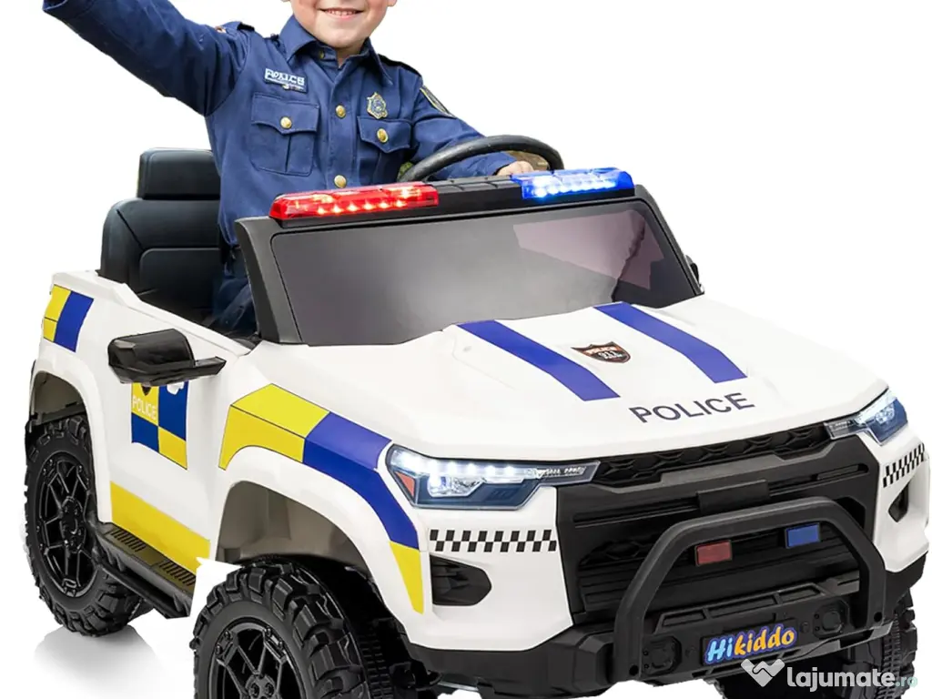 Masinuta electrica pt 2 copii Kinderauto Police Patrol 4x200w, 24V White 